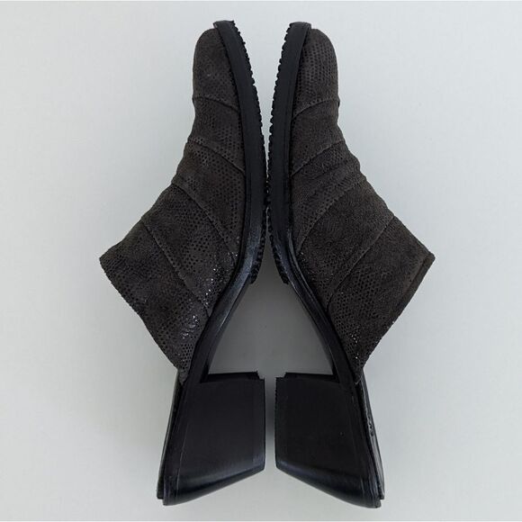 Salpy Dark Gray Embossed Suede Slip On Mules Women's 8.5 - Picture 5 of 9